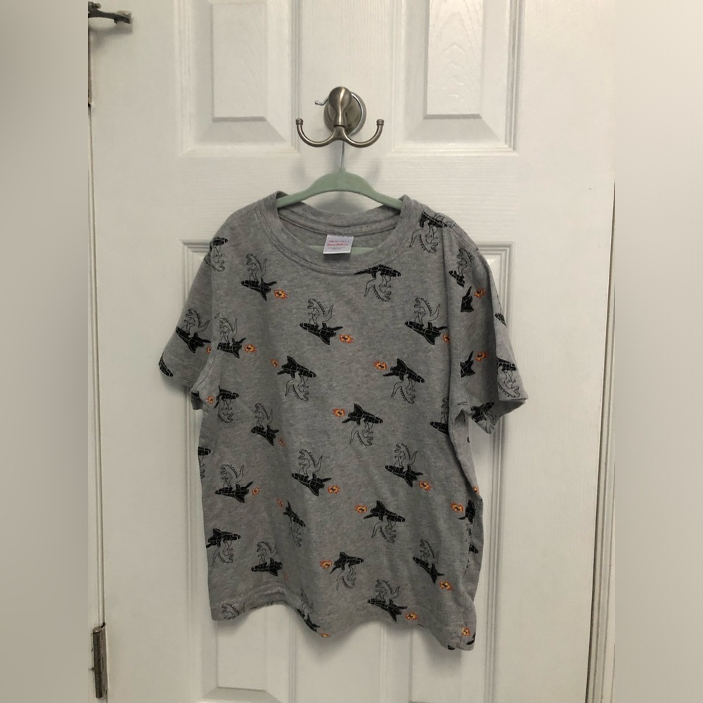 Hanna Andersson 120 boys sz 6 7 T-shirt Godzilla Spaceship Dino Cotton